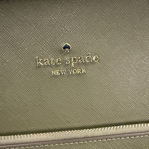 kate spade olive green tote with front zip pocket - Picture 2 of 6